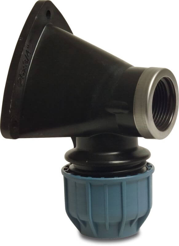 Jason Deck elbow 90° PP DVGW/KIWA/WRAS/SVGW 16 bar compression x female thread black/blue Jason Deck elbow 90° PP DVGW/KIWA/WRAS/SVGW 16 bar compression x female thread black/blue